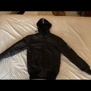 Black Hooded bomber jacket